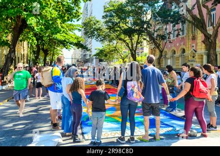 Corpus Christi Sand Carpets Festival di Sao Goncalo, Niteroi, Brasile Foto Stock