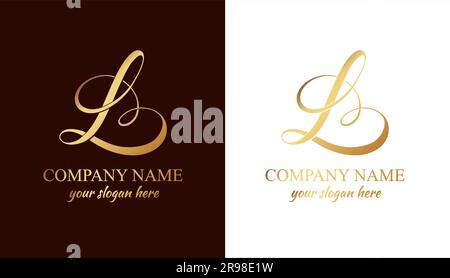 Logo L con cuore. Elementi del modello logo L Letter. monogramma personale. Logo Vector Elegant. Lettera di disegno del logo Letter L. Illustrazione Vettoriale