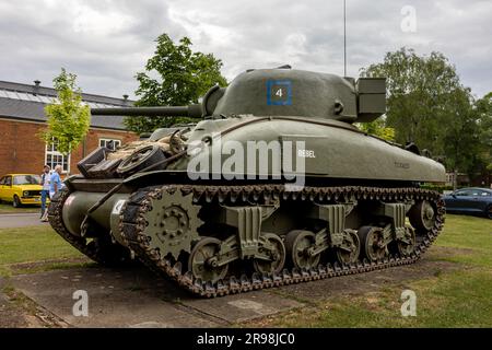 1943 serbatoio Sherman M4A1 in mostra al Bicester Flywheel tenutosi al Bicester Heritage Centre il 17 giugno 2023. Foto Stock
