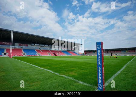 Eccles, Regno Unito. 25 giugno 2023. Una visione generale dell'AJ Bell Stadium prima della partita Betfred Super League Round 16 Salford Red Devils vs Wigan Warriors all'AJ Bell Stadium, Eccles, Regno Unito, 25 giugno 2023 (foto di Steve Flynn/News Images) a Eccles, Regno Unito il 25/6/2023. (Foto di Steve Flynn/News Images/Sipa USA) credito: SIPA USA/Alamy Live News Foto Stock