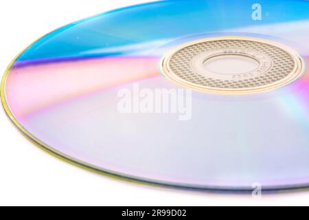 Due dischi SD, DVD su sfondo bianco isolano Foto Stock