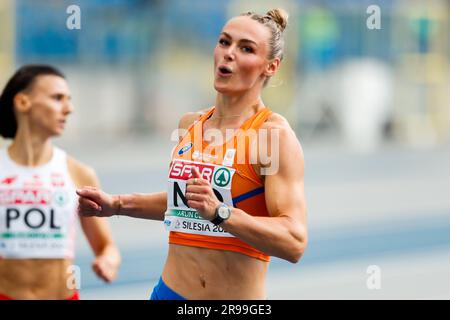Slesia, Polonia. 25 giugno 2023. SLESIA, POLONIA - GIUGNO 25: I Paesi Bassi Lieke Klaver gareggiano sui 200 m al 5° giorno dei Giochi europei allo Stadio di Slesia il 25 giugno 2023 in Slesia, Polonia. (Foto di Nikola Krstic/BSR Agency) credito: BSR Agency/Alamy Live News Foto Stock