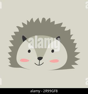 ritratto di un riccio della foresta su sfondo grigio Illustrazione Vettoriale