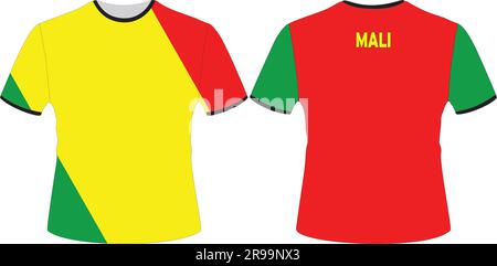 T-shirt dal design con vettore bandiera Mali Illustrazione Vettoriale
