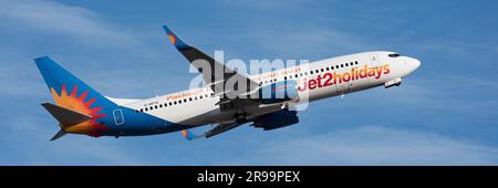 Tenerife, Spagna 7 giugno 2023. Jet2 Airlines Boeing 737-808. Jet 2 è una compagnia aerea britannica Low Cost Foto Stock