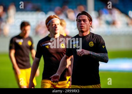 Drammen, Norvegia, 25 giugno 2023. Patrick Berg di Bodø/Glimt durante il riscaldamento prima della partita tra Strømsgodset e Bodø/Glimt allo stadio Marienlyst di Drammen. Crediti: Frode Arnesen/Alamy Live News Foto Stock