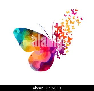 Farfalla acquerello astratto . Farfalla di pezzi. Illustrazione vettoriale Illustrazione Vettoriale