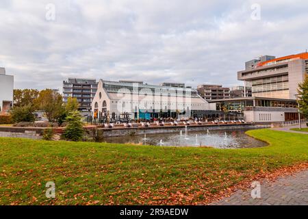 Maastricht, Olanda - 16 ottobre 2021: De Bordenhal Toneelgroep Maastricht, teatro indipendente e caffetteria-ristorante nel centro Ceramique, Maastrich Foto Stock