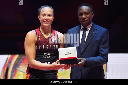 Lubiana, Slovenia. 25 giugno 2023. La belga Julie Allemand nella foto dopo l'ultima partita di basket tra la nazionale femminile belga "The Belgian Cats" e la Spagna, a Lubiana, in Slovenia, domenica 25 giugno 2023, ai Campionati europei FIBA Women EuroBasket 2023 in Israele e Slovenia. È la prima finale in assoluto per il Belgio. BELGA PHOTO VIRGINIE LEFOUR Credit: Belga News Agency/Alamy Live News Foto Stock