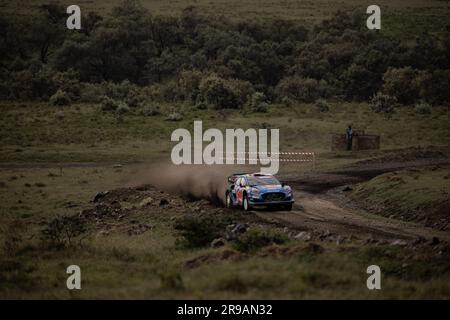 Naivasha, Kenya. 25 giugno 2023. Pierre-Louis Loubet (fra) Nicolas Gilsoul (bel), di Ford Puma Rally1 durante la M-Sport Ford WRT, 25 giugno 2023 a Naivasha, Kenya Credit: Live Media Publishing Group/Alamy Live News Foto Stock