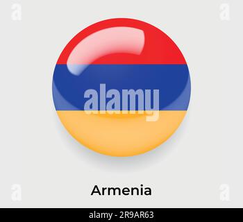 Bandiera lucida Armenia cerchio a bolla forma rotonda icona a forma vettoriale vetro illustrativo Illustrazione Vettoriale