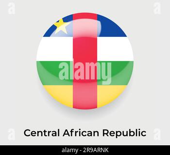 Bandiera lucida della Repubblica Centrafricana cerchio a bolle forma rotonda icona a forma vettoriale vetro illustrativo Illustrazione Vettoriale
