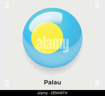 Bandiera lucida Palau cerchio a bolle forma rotonda icona a forma vettoriale vetro illustrativo Illustrazione Vettoriale