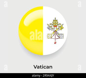 Icona a forma rotonda con logo lucido dello Stato della città del Vaticano icona a forma vettoriale Illustrazione Vettoriale