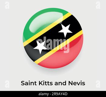 Saint Kitts e Nevis bandiera lucida cerchio a bolla forma rotonda icona a forma vettoriale vetro illustrativo Illustrazione Vettoriale
