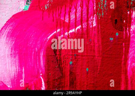 Texture murale astratta con frammenti di vernice spray, sfondo texture ravvicinata Foto Stock