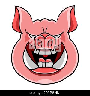 Farm Animal Pig con Funny Piggy. Piccolo Piglet. Illustrazione Vettoriale