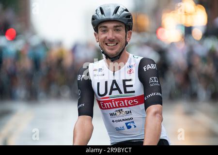 USA Cycling's Road Race National Championships, Knoxville, Tennessee, USA. 25 giugno 2023. Brandon McNulty dell'UAE Team Emirates alla partenza. Crediti: Casey B. Gibson/Alamy Live News Foto Stock