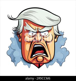 Divertente e arrabbiato Donald J Trump - illustrazione vettoriale Illustrazione Vettoriale