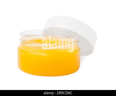 Aprire il vaso di petrolatum isolato su bianco Foto Stock