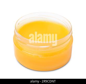 Aprire il vaso di petrolatum isolato su bianco Foto Stock