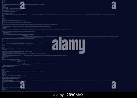 Codice sorgente scritto nel linguaggio di programmazione su sfondo blu scuro Foto Stock