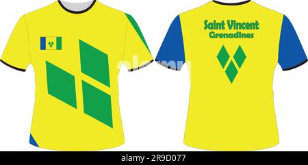 T-shirt con Saint Vincent e Grenadine Flag Vector Illustrazione Vettoriale