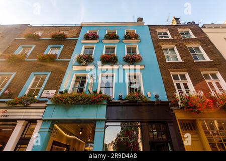 Edificio colorato di Brewer Street a Soho London Foto Stock