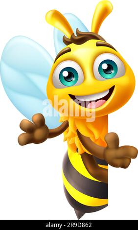 Miele Bumble Bee Cartoon Bumblebee Mascot carino Illustrazione Vettoriale
