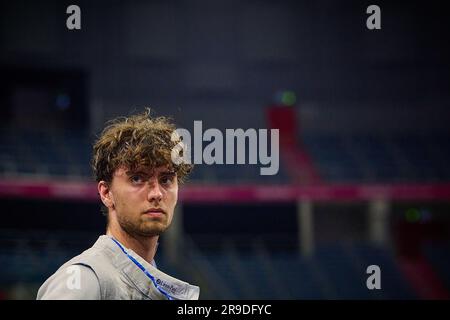 Cracovia, Polonia. 26 giugno 2023. Teun Jans-Kohneke dei Paesi Bassi gareggia su Fencing - Men's Foil Individual al giorno 6 dei Giochi europei il 26 giugno 2023 a Cracovia, in Polonia. (Foto di Pablo Morano/Agenzia BSR) credito: Agenzia BSR/Alamy Live News Foto Stock