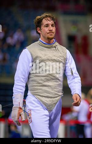 Cracovia, Polonia. 26 giugno 2023. Teun Jans-Kohneke dei Paesi Bassi gareggia su Fencing - Men's Foil Individual al giorno 6 dei Giochi europei il 26 giugno 2023 a Cracovia, in Polonia. (Foto di Pablo Morano/Agenzia BSR) credito: Agenzia BSR/Alamy Live News Foto Stock