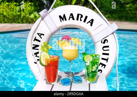 Tropical Drinks, Pina Colada e Mojito, Bloody Mary Key West, Florida, USA Foto Stock