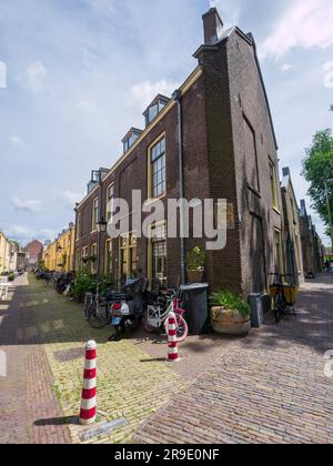 Sette vicoli, uno dei pochi esempi rimasti di quartieri della classe operaia nella città di Utrecht, Paesi Bassi, Europa. Foto Stock