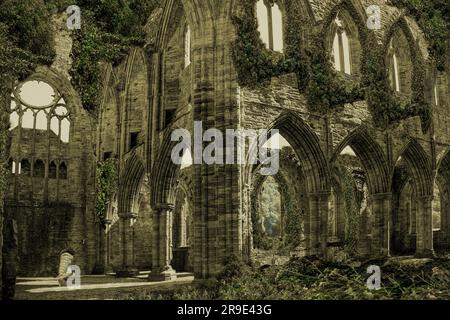 Tintern Abbey com'era negli anni '1800 Foto Stock