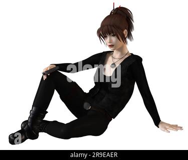 Donna assassina asiatica, rilassante a riposo Foto Stock