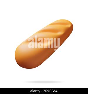 Icona del pane 3d isolata su bianco Illustrazione Vettoriale