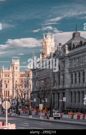 Madrid, Spagna - FEB 19, 2022: Il Banco de Espana è la banca centrale della Spagna. Fondata a Madrid nel 1782 da Carlo III, situata sulla Calle de Alca Foto Stock