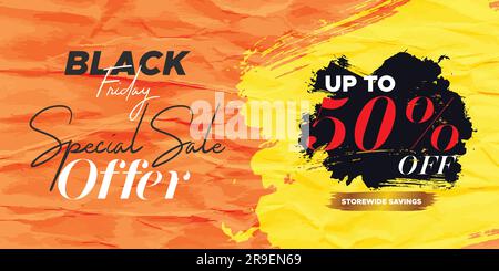 Banner Black Friday Super sale. banner web per la vendita del black friday. vendita del black friday post. modello di sconto mega promozione. Banner promozione Black Friday Illustrazione Vettoriale