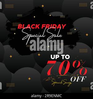 Banner Black Friday Super sale. banner web per la vendita del black friday. vendita del black friday post. modello di sconto mega promozione. Banner promozione Black Friday Illustrazione Vettoriale