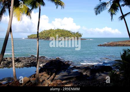 Sud America, costa azzurra, Kourou, isola reale, piscine des bagnards, questa piscina si riempie di maree, è stata costruita dai detenuti. Foto Stock