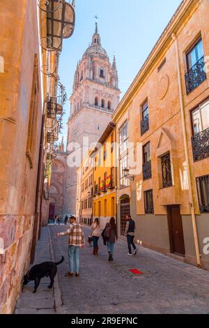 Salamanca, Spagna-FEB 20, 2022: Architettura generica e vista sulla strada da Salamanca, una città storica in Castiglia e nella regione di Leon in Spagna. Foto Stock