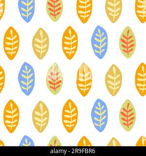 Fogliame organico senza cuciture. Graziose foglie autunnali Illustrazione Vettoriale