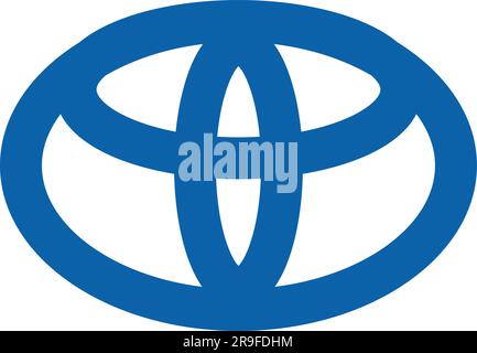 Icona del logo Toyota simbolo del marchio dell'auto famoso stile di identità etichetta leader del settore automobilistico vettore di design artistico. Simbolo auto nero Illustrazione Vettoriale