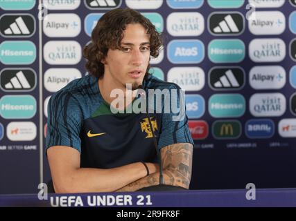 Tbilisi, Georgia. 26 giugno 2023. Fabio Silva nella foto durante una conferenza stampa della nazionale portoghese ai Campionati europei UEFA Under21, a Tbilisi, Georgia, lunedì 26 giugno 2023. I campionati europei UEFA Under21 si svolgono dal 21 giugno all'8 luglio in Georgia e Romania. BELGA PHOTO BRUNO FAHY Credit: Belga News Agency/Alamy Live News Foto Stock