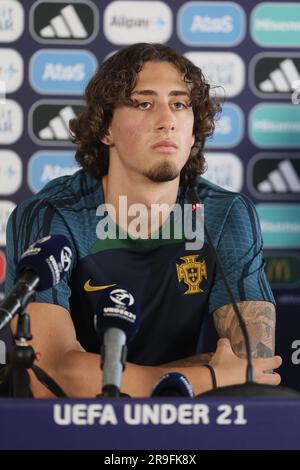 Tbilisi, Georgia. 26 giugno 2023. Fabio Silva nella foto durante una conferenza stampa della nazionale portoghese ai Campionati europei UEFA Under21, a Tbilisi, Georgia, lunedì 26 giugno 2023. I campionati europei UEFA Under21 si svolgono dal 21 giugno all'8 luglio in Georgia e Romania. BELGA PHOTO BRUNO FAHY Credit: Belga News Agency/Alamy Live News Foto Stock