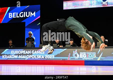 Cracovia, Polonia. 26 giugno 2023. La ballerina CIS Backeljau è stata fotografata in azione durante il pool round della competizione di rottura ai Giochi europei di Cracovia, in Polonia, lunedì 26 giugno 2023. I III Giochi europei, informalmente noti come Cracovia-Malopolska 2023, sono un evento sportivo internazionale in programma che si terrà dal 21 giugno al 02 luglio 2023 a Cracovia e Malopolska, in Polonia. BELGA PHOTO TEAM BELGIUM Credit: Belga News Agency/Alamy Live News Foto Stock