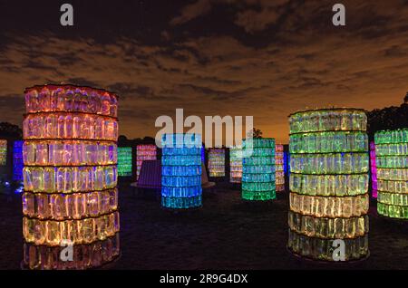 Le installazioni di luce in fibra ottica di Bruce Munro ai Longwood Gardens Foto Stock