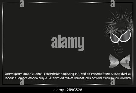 Cartellone futuristico bianco e nero con volto umano. Modello di volantino, scheda, poster. Copia spazio. Illustrazione vettoriale Illustrazione Vettoriale