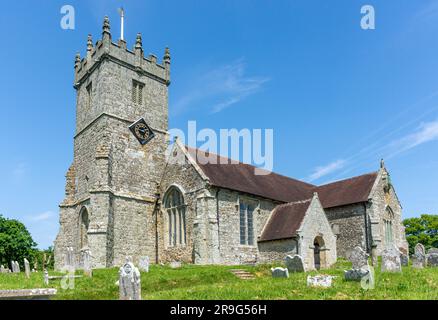 Chiesa di Ognissanti, Church Hill, Godshill, Isola di Wight, Inghilterra, Regno Unito Foto Stock