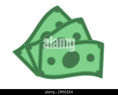 Pila di banconote in dollari icona 3D simbolo della valuta illustrazione vettoriale isolata su sfondo bianco Illustrazione Vettoriale